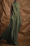Cinessd Green Casual Solid Basic Turtleneck Long Dress Dresses