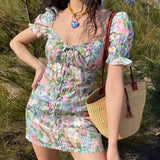 Cinessd - Valencia Floral Seaside Dress ~ HANDMADE