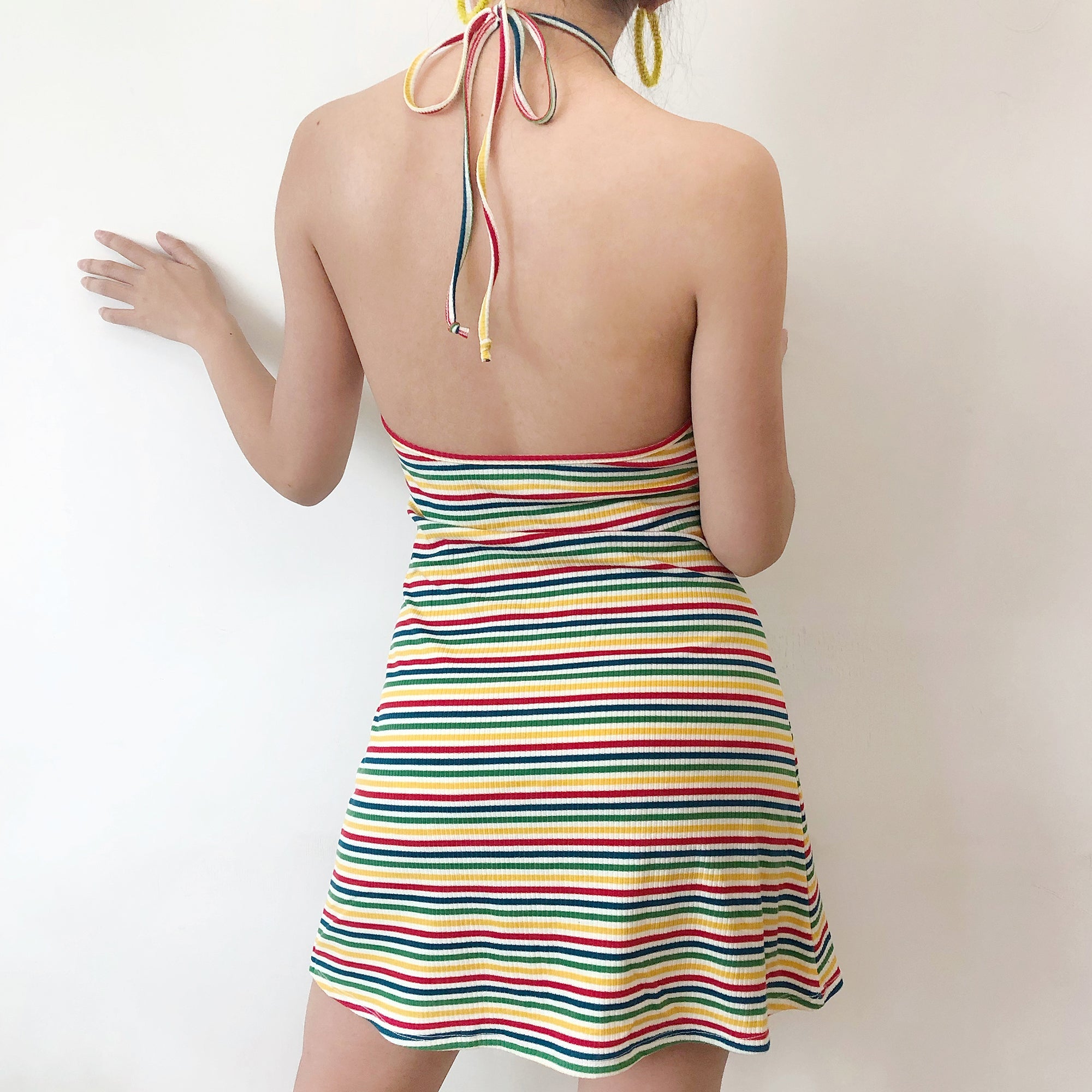 Cinessd - Trixie Striped Halter Dress ~ HANDMADE