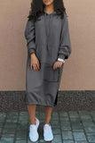 Cinessd Pink Casual Solid Patchwork Hooded Collar Long Sleeve Dresses