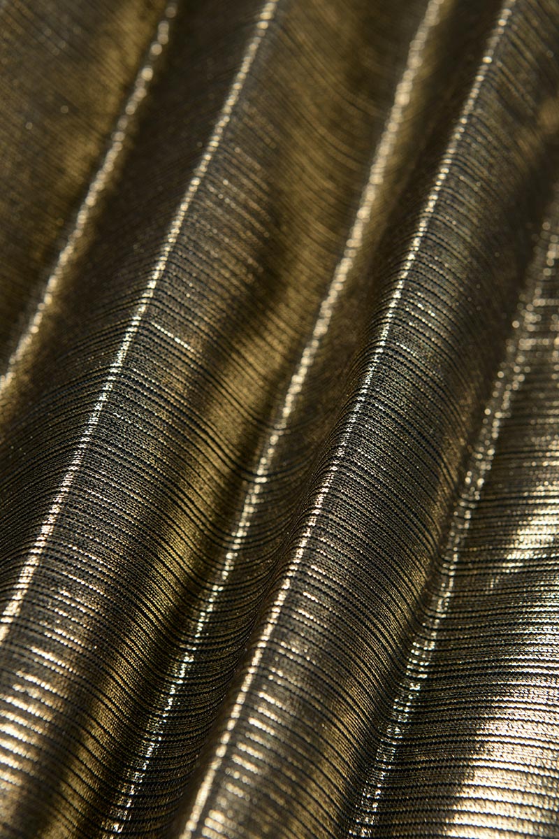 Cinessd Green Elegant Bronzing Frenulum Fold Reflective V Neck Pleated Dresses(With Belt)