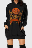 Cinessd Orange Casual Print Basic Hooded Collar Long Sleeve Dresses