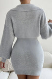 Cinessd Purple Casual Solid Patchwork Turndown Collar Long Sleeve Dresses