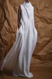 Cinessd White Casual Solid Basic Turtleneck Long Dress Dresses