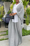 Cinessd White Casual Elegant Vacation Striped Patchwork Patchwork O Neck Long Dress Dresses