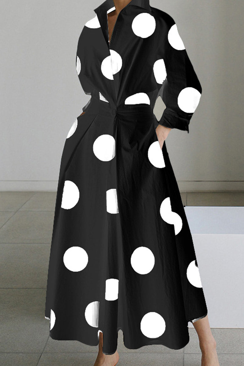 Cinessd Black White Casual Print Solid Patchwork V Neck Long Dress Dresses