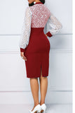 Cinessd Red Casual Elegant Solid Bandage Hollowed Out Patchwork O Neck One Step Skirt Dresses