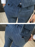 CINESSD     Men's Designer Cotton Fashions Stripe Formal Wedding Dress Suit Pants Man Stripe Business Casual Pants Trousers Male