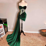 Cinessd Back to school outfit Sweetheart Velour Evening Dresses 2022 Women Green Elegant Sexy Prom Gowns Illusion Mermaid Party Dress Custom Robes De Soirée