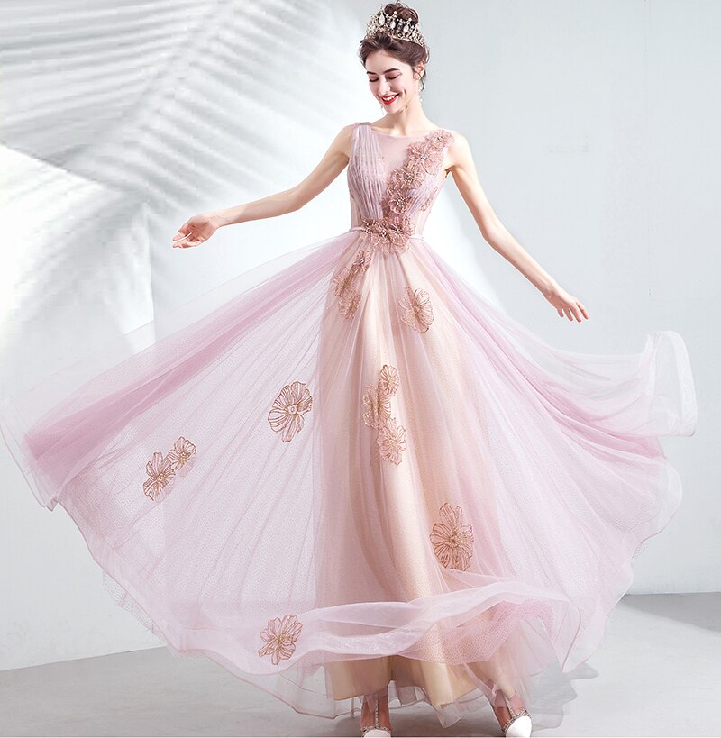 Cindssd  prom dresses evening gown lace up tulle a-line vestido pink plus size sleeveless beading dress