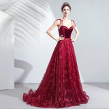 Cinessd   Prom dresses spaghetti-strap beaded evening-gown tulle see though elegant pink long