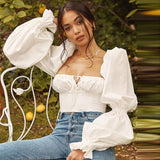 Cinessd  High Quality Summer Crop Top Women 2022 New Arrivalslong Sleeve White Top Sexy Female Crop Top For Party Club Night