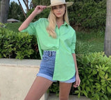 Cinessd  Summer Casual Shirts Woman 2022 Plus Size Blouses Female Green Tops White Loose Button Up Womens Oversize Shirts