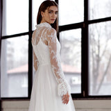 Cinessd Back to school outfit Behomian Lace Wedding Dress For Women Customize Full Flare Sleeve High Neck A-Line Bridal Gown Sweep Train Robe De Mariee