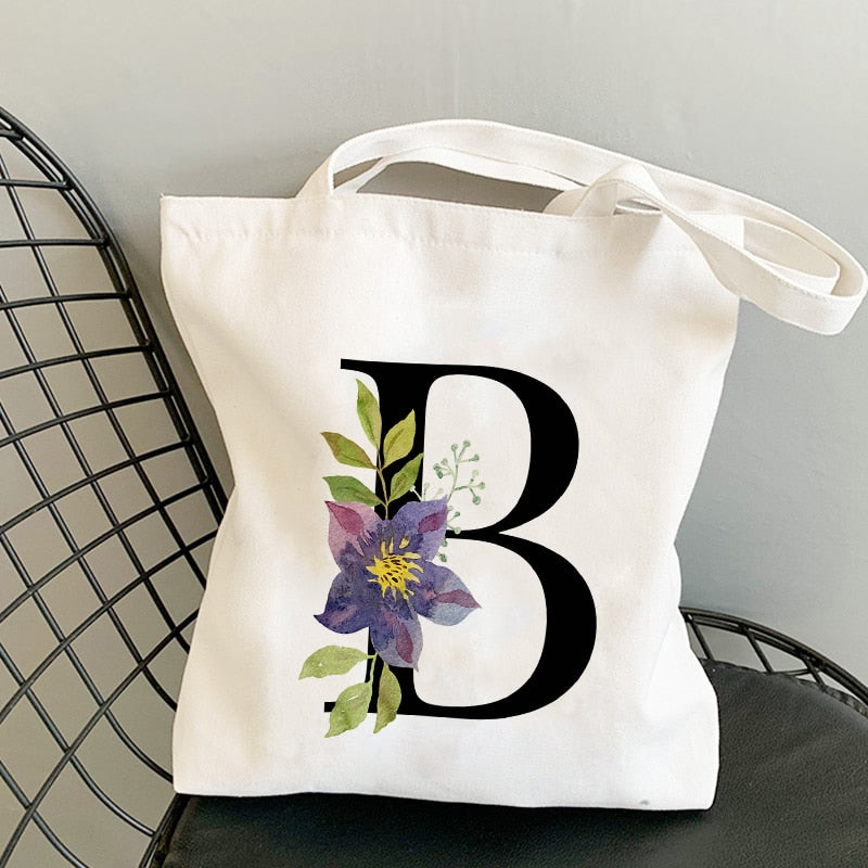 Summer New Flower Letter Bolsa Feminina Shoulder Canvas Bags Large Capacity Wild Messenger Bag Cute Fun Handbag