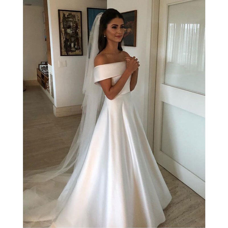 Cinessd Back to school Robe De Mariee Vestido Boho Wedding Dress Satin Longue Wedding Dress Robe