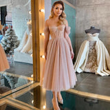 Prom Dresses  Cinessd Sunny Vintage pink Prom Dresses Off the Shoulder Shiny Tulle Custom Made Evening Gown Party Dress for Graduation 2022
