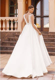 Cinessd  Elegant White A Line Wedding Dresses Satin Simple Sexy Side Split Boho Bridal Dress Belt Wedding Women Gowns Plus Size Customize