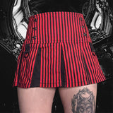 Cinessd  E-Girl Red Striped Patchwork Pleated Skirts Mall Goth Harajuku High Waist Mini Skirt Wrap Bodycon Women Punk Style Streetwear