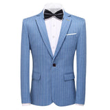 CINESSD     Men's Fashion Boutique Stripe Casual Business Suit Jacket Blazers Luxury Brand Groom's Wedding Male Suit ( 1 Piece Jacket )