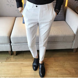 CINESSD   Fashion Boutique Solid Color Business Mens Formal Suit Pants Groom Wedding Dress Pants Slim Male Trousers