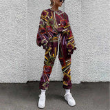 Cinessd Back To School Women Tracksuit Two Piece Sets Tie-Dye Print Casual Suits Loose Long Sleeve Pullover Top And Drawstring Pencil Pants Streetwear