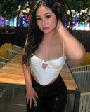 Cinessd  High Quality Summer Corset Top Sexy White Crop Top 2022 New Arrivals Women Cut Out Blouses For Party Club Night