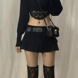 Cinessd  Goth Black Denim Micro Mini Shorts Skirt Low Waist Y2K Grunge Skirts Womens 2022 Spring Korean Fashion White Jean Skirt