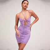 Cinessd  Fashion Summer Draped Sexy Backless Mini Dress Elegant Skinny Sleeveless Strapless Party Dresses For Women Bodycon Solid Robes