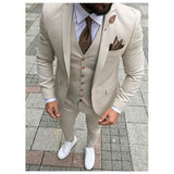 CINESSD    Custom Made Men Suits Olive Green Groom Tuxedos Notch Lapel Groomsmen Wedding Best Man 3 Pieces ( Jacket+Pants+Vest+Tie ) C894