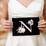 Bridesmaid Makeup Bag Floral Letters Pattern Large Cosmetic Bag Bridal Party Make Up Bags Pouch Necessaries Lady Tote
