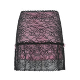 Cinessd  Patchwork Lace Gothic Y2K Skirt Woman Punk Style Dark Academia Aesthetic Vintage 90S Streetwear Goth Mini Skirts
