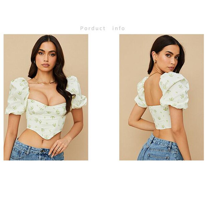 Padded Top Summer Corset Top Crop Women Y2k Tops Green Sexy Outfits Girl Party Clubwear Double Layer Wholesale