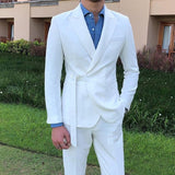 CINESSD     New Style Men Suits White Groom Tuxedos Peak Lapel Groomsmen Wedding Best Man 2 Pieces ( Jacket + Pants + Tie ) D73