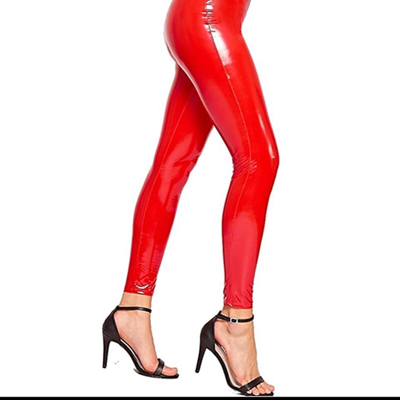 Cinessd Women PVC Patent Leather Double Zip Leggings Sexy Tight Stretchy Rider PU Bodycon Pants Plus Size 4xl Slim Skinny Trouser Casual