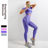 Seamless Yoga Set Women's Tracksuit Fitness Long Sleeve Crop Top High Waist Leggings Sports Suit Workout Sportswear Gym Clothing