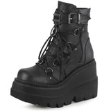 Cinessd  Platform Designer Goth Cool Motorcyle Women Boots Punk Street Zipper Elastic Band Black Ladies Shoes