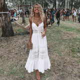 Cinessd  2022 Fashion Boho Long Maxi Dress Women Summer Ladies Sleeveless White Beach Dress Evening Party Casual Dresses Vestidos