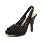 Cinessd  Big Size 34-43 Best Quality Summer High Heels Hollow Sandals Shoes Women Leisure Elegant OL Woman Shoes Sandal