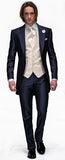 CINESSD    Morning Style Groomsmen Custom Made Groom Tuxedos One Button Men Suits Wedding Best Man Blazer ( Jacket+Pants+Vest ) C123