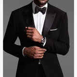 CINESSD    New Arrival Groom Tuxedos Black Men Suits Peak Black Lapel Best Man 2 pieces Wedding Suit ( Jacket+Pants+Tie ) C566