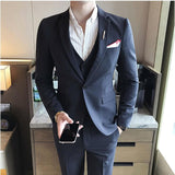 CINESSD     7XL ( Jacket + Vest + Pants ) Mens Suit Solid Color Mens Classic Suits Red Prom Suit Black White Blue Slim Groom Wedding Dress