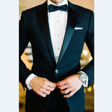 CINESSD    Custom Made Groomsmen Notch Satin Lapel Groom Tuxedos Black Men Suits Wedding Best Man 2 Pieces ( Jacket + Pants + Bow Tie) B859