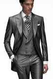 CINESSD    Morning Style Groomsmen Custom Made Groom Tuxedos One Button Men Suits Wedding Best Man Blazer ( Jacket+Pants+Vest ) C123