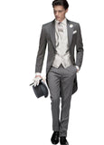 CINESSD    Morning Style Groomsmen Custom Made Groom Tuxedos One Button Men Suits Wedding Best Man Blazer ( Jacket+Pants+Vest ) C123
