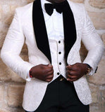 CINESSD    Men Suits Royal Blue and Black Groom Tuxedos Shawl Satin Lapel Groomsmen Wedding Best Man ( Jacket+Pants+Bow Tie+Vest ) C680