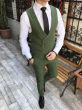 CINESSD    Custom Made Men Suits Olive Green Groom Tuxedos Notch Lapel Groomsmen Wedding Best Man 3 Pieces ( Jacket+Pants+Vest+Tie ) C894