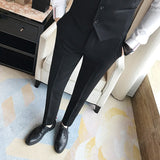 CINESSD   Fashion Boutique Solid Color Business Mens Formal Suit Pants Groom Wedding Dress Pants Slim Male Trousers