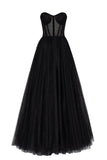 Cinessd  Long Prom Dresses 2022 Sweetheart A-Line Party Dresses Sleeveless Lace-Up Tulle Formal Gowns