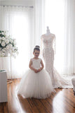 Cinessd  White Bridesmaid Dress Girls Flower Girl Dresses Ball Gown Kids Wedding Party Pageant First Communion Gown Big Bow Long Sleeves